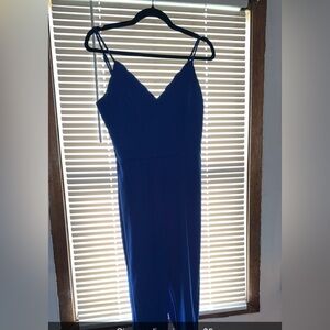 Elegant Blue Spaghetti Strap Dress